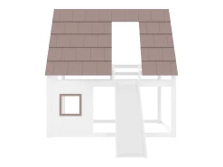 Cama beliche infantil 140x200 cm - com telhado - escada e escorrega - branco e marrom (sem colchão)