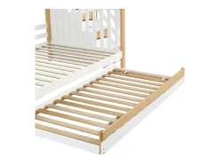 Cama beliche para crianças 90x200+120*200 cm, com proteção contra quedas, três beliches, branco + cores naturais
