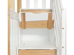 Cama beliche para crianças 90x200+120*200 cm, com proteção contra quedas, três beliches, branco + cores naturais