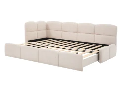 cama bicama 2 x 80 x 200 cm com estrado de ripas e tecido texturizado bege – PLURANIO