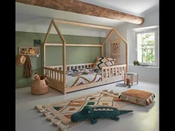 Cama Bosco Cabine Juvenil 98 cm - Madeira de Pinho e Compensado Bege para Crianças