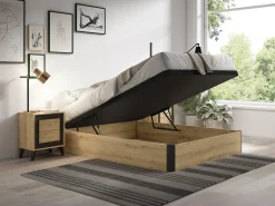 Cama box 140 x 200 cm - Castanho claro e preto - NAMOSI de YSMÉE