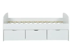Cama branca 2 gavetas 1 espaço de arrumação mesa de centro + colchão 90x190 cm LOUANE