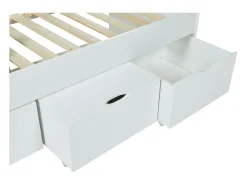 Cama branca 2 gavetas 1 espaço de arrumação mesa de centro + colchão 90x190 cm LOUANE