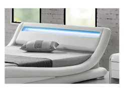 Cama Branca em Pele Sintética com LEDs Integrados 160x200 cm SEATTLE