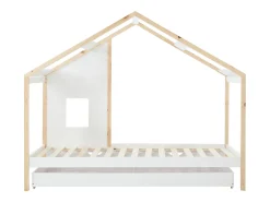 Cama cabana 90 x 190 cm com gaveta em pinho e mdf branco e natural - RINELYA