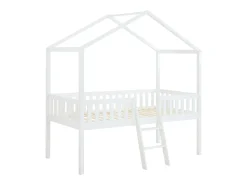 Cama cabana meia-altura 90 x 190 cm em pinho branco cor branco - NALENY
