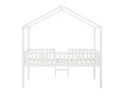 Cama cabana meia-altura 90 x 190 cm em pinho branco cor branco - NALENY