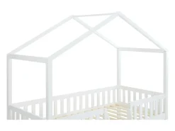 Cama cabana meia-altura 90 x 190 cm em pinho branco cor branco - NALENY