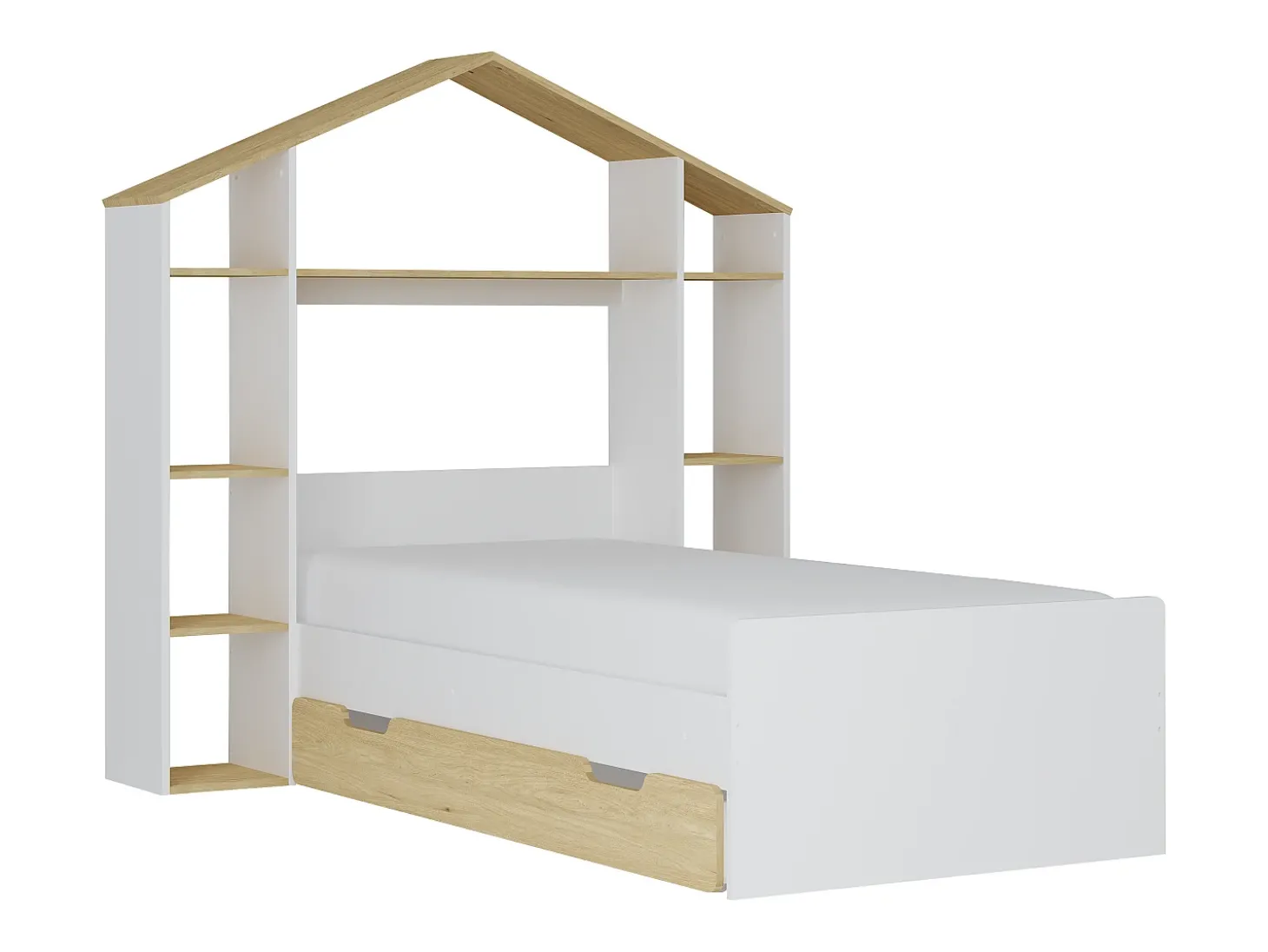 Cama cabana 90x190 cm cor branca e natural - JERACO
