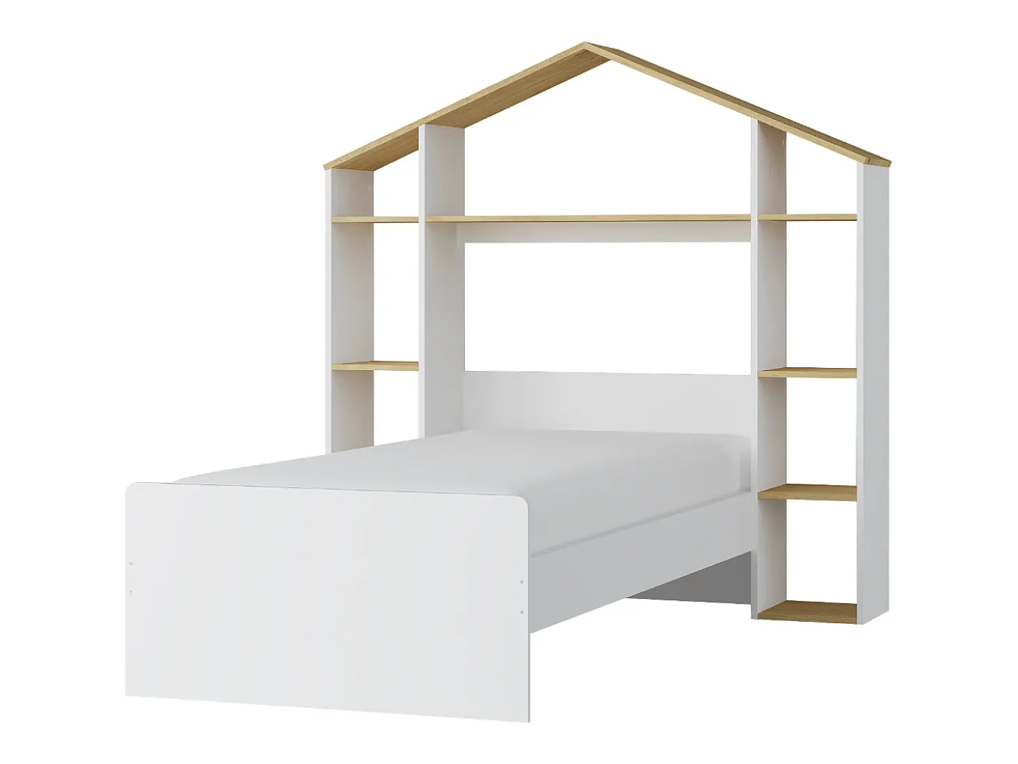 Cama cabana 90x190 cm cor branca e natural - JERACO