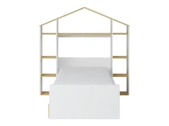 Cama cabana 90x190 cm cor branca e natural + colchão - JERACO