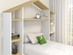 Cama cabana 90x190 cm cor branca e natural + colchão - JERACO