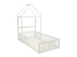 Cama cabana 90x190 cm em pinho e MDF branco - VARLAINE
