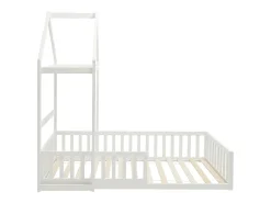 Cama cabana 90x190 cm em pinho e MDF branco - VARLAINE
