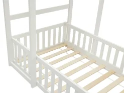Cama cabana 90x190 cm em pinho e MDF branco + colchão - VARLAINE