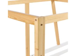 Cama cabine - 90 x 200 cm - MDF e pinho - base de ripas - branco e cor natural