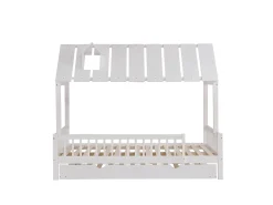Cama cabine 120 x 200 cm com bicama 120 x 190 cm - Madeira de pinho + MDF - Branco