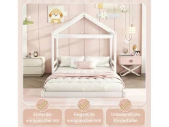Cama cabine 140 x 200 cm com cabeceira - pinho + MDF - base de ripas - para crianças - branca (sem colchão)