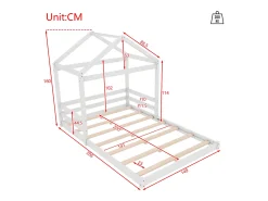 Cama cabine 140 x 200 cm com cabeceira - pinho + MDF - base de ripas - para crianças - branca (sem colchão)