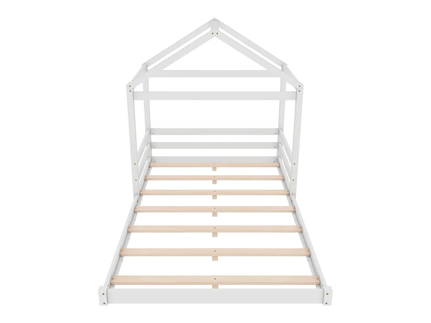 Cama cabine 140 x 200 cm com cabeceira - pinho + MDF - base de ripas - para crianças - branca (sem colchão)