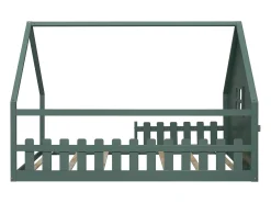 Cama cabine 140 x 200 cm com janela - Madeira de pinho + MDF - Base de ripas incluída - Verde