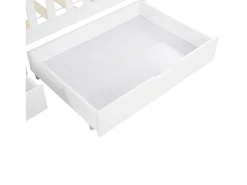 Cama cabine com 2 gavetas - 90 x 200 cm - madeira de pinho - base de ripas - branco