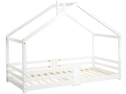 Cama cabine com grade de proteção - 90x200cm - madeira maciça - Branco