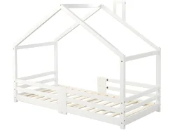 Cama cabine com grade de proteção - 90x200cm - madeira maciça - Branco