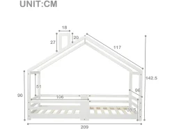 Cama cabine com grade de proteção - 90x200cm - madeira maciça - Branco