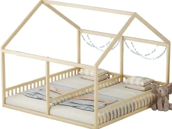 Cama cabine de 2 lugares - 2 x 90 x 200 cm - madeira de pinho + MDF - cor natural