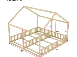 Cama cabine de 2 lugares - 2 x 90 x 200 cm - madeira de pinho + MDF - cor natural