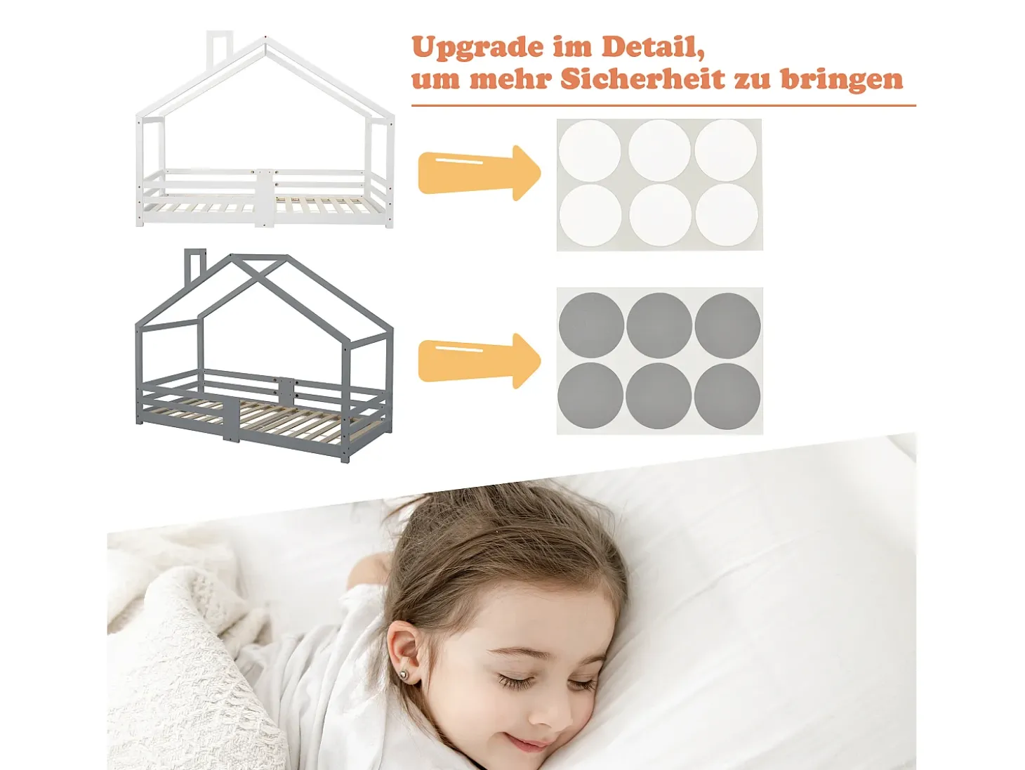 Cama cabine infantil 90 x 200 cm - madeira maciça de pinho - barreira e base de ripas - cinza