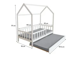 Cama cabine infantil com gaveta "Paloma" - 90 x 190 cm - Branco