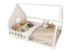 Cama Cabine Infantil 140x200 cm - Formato Casa - Pinho e MDF - Branco