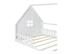 Cama Cabine Infantil 140x200 cm - Formato Casa - Pinho e MDF - Branco