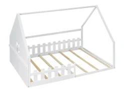Cama Cabine Infantil 140x200 cm - Formato Casa - Pinho e MDF - Branco