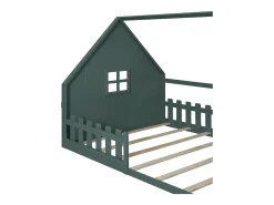 Cama Cabine Infantil 140x200 cm - Formato Casa - Pinho e MDF - Verde
