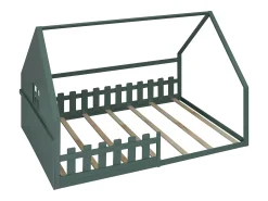 Cama Cabine Infantil 140x200 cm - Formato Casa - Pinho e MDF - Verde