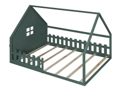 Cama Cabine Infantil 140x200 cm - Formato Casa - Pinho e MDF - Verde