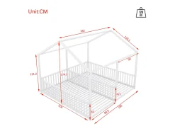 Cama cabine metálica 2 x 90 x 200 cm com grades - Base de ripas incluída - Branca (Sem colchão)