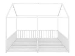 Cama cabine metálica 2 x 90 x 200 cm com grades - Base de ripas incluída - Branca (Sem colchão)