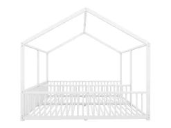 Cama cabine metálica 2 x 90 x 200 cm com grades - Base de ripas incluída - Branca (Sem colchão)