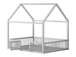 Cama cabine para criança ou bebê - 140 x 200 cm - grades e porta - base de ripas incluída - madeira branca