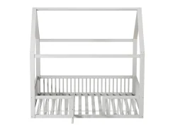 Cama cabine para criança ou bebê - 140 x 200 cm - grades e porta - base de ripas incluída - madeira branca