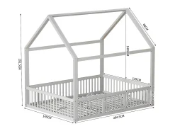 Cama cabine para criança ou bebê - 140 x 200 cm - grades e porta - base de ripas incluída - madeira branca