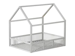 Cama cabine para criança ou bebê - 140 x 200 cm - grades e porta - base de ripas incluída - madeira branca