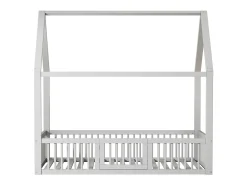 Cama cabine para criança ou bebê - 140 x 200 cm - grades e porta - base de ripas incluída - madeira branca