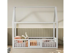 Cama cabine para crianças - 140x200cm - madeira maciça - Branca