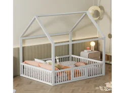 Cama cabine para crianças - 140x200cm - madeira maciça - Branca